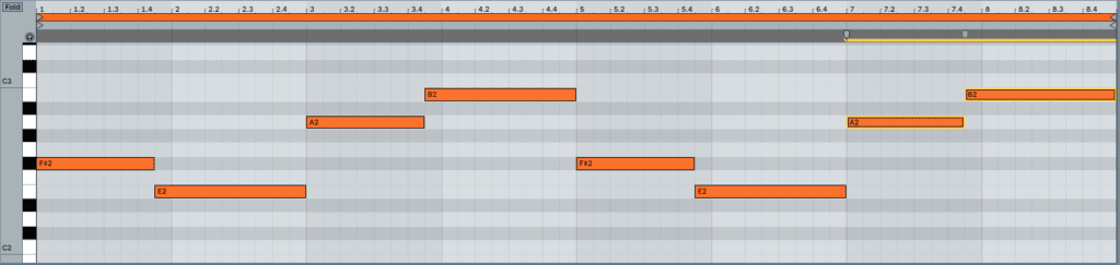 Initial Bassline Midi Notes